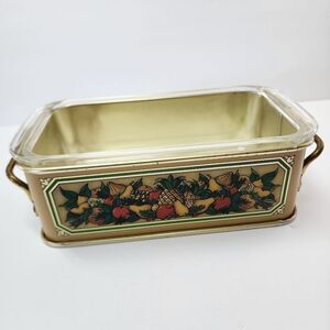 Vintage 1981 Teleflora England Harvest Metal Holder with a Pyrex 213 1.5-quart